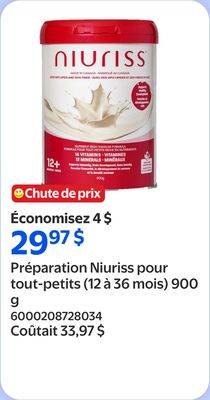 Préparation niuriss pour tout-petits (12 à 36 mois) 900 g