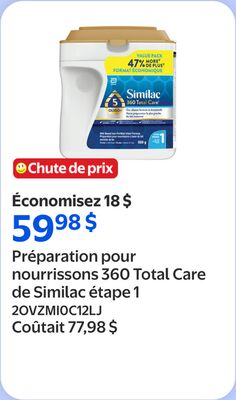 Préparation pour nourrissons 360 total care de similac étape 1