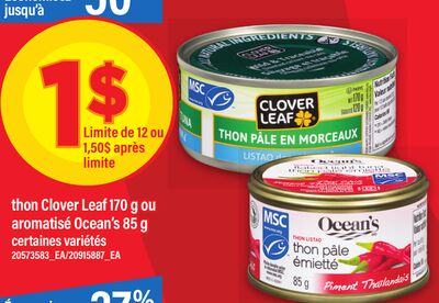 THON CLOVER LEAF, 170 G OU AROMATISÉ OCEAN'S, 85 G