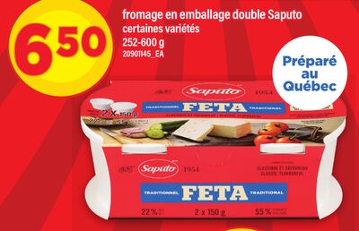 FROMAGE EN EMBALLAGE DOUBLE SAPUTO, 252-600 g