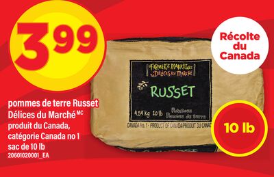 POMMES DE TERRE RUSSET DÉLICES DU MARCHÉ, sac de 10 lb