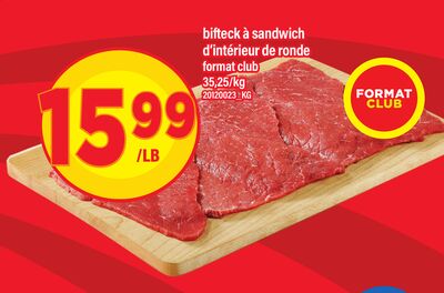 BIFTECK À SANDWICH D'INTÉRIEUR DE RONDE FORMAT CLUB