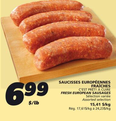 SAUCISSES EUROPÉENNES FRAÎCHES C'EST PRÊT! À CUIRE