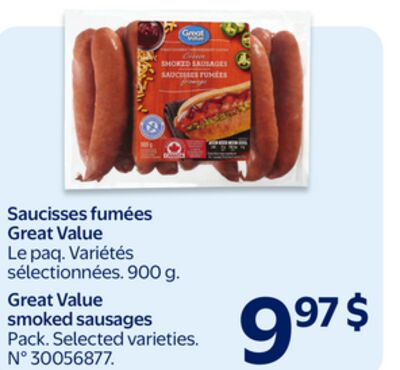 Saucisses fumées great value