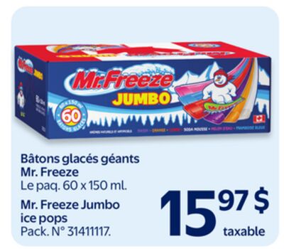 Bâtons glacés géants mr. freeze
