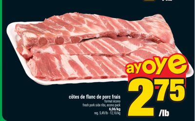 Côtes de flanc de porc frais