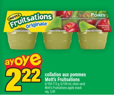 Collation aux pommes mott's fruitsations