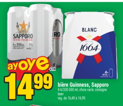 Bière guinness, sapporo