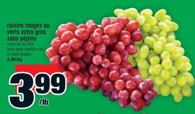 Raisins rouges ou verts extra gros sans pépins