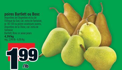 Poires bartlett ou bosc