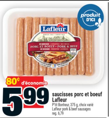 Saucisses porc et boeuf lafleur