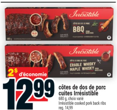 Côtes de dos de porc cuites irrésistible