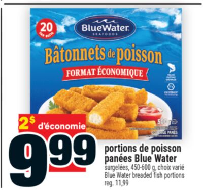 Portions de poisson panées blue water