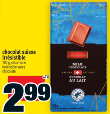 Chocolat suisse irrésistible