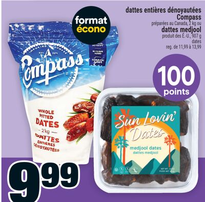 Dattes entières dénoyautées compass ou dattes medjool