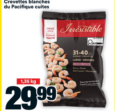Crevettes blanches du pacifique cuites