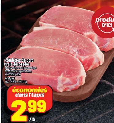 Côtelettes de porc frais désossées