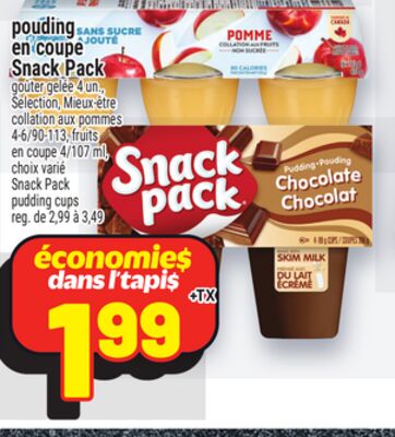 Pouding en coupe snack pack