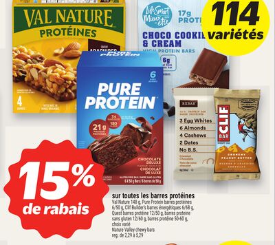 Sur toutes les barres protéines