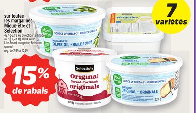 Sur toutes les margarines mieux-être et selection