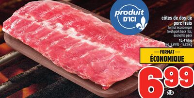 Côtes de dos de porc frais