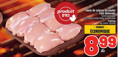 Hauts de cuisses de poulet frais désossés
