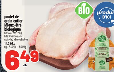 Poulet de grain entier mieux-être biologique