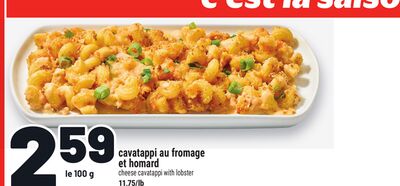 Cavatappi au fromage et homard