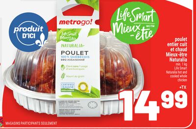 Poulet entier cuit et chaud mieux‑être naturalia