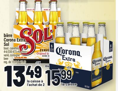 Bière corona extra, sol