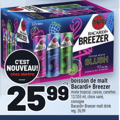 Boisson de malt bacardi+ breezer