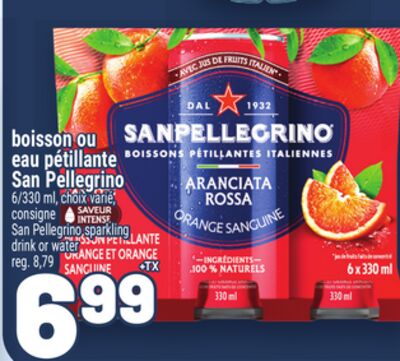 Boisson ou eau pétillante san pellegrino