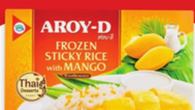 Paq. de 9 mochis glacés lotte 30 ml ou riz collant surgelé aroy—d à la mangue 250 g