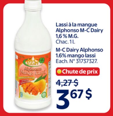Lassi à la mangue alphonso m-c dairy 1,6% m.g.
