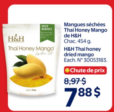 Mangues séchées thai honey mango de h&h
