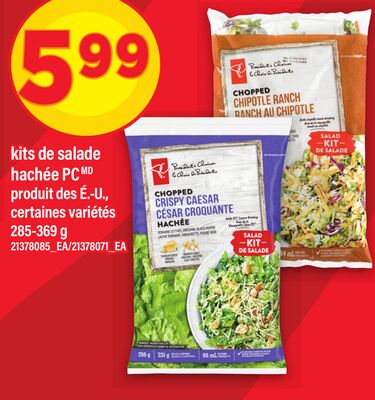 Kits de salade hachée pc, 285-369 g