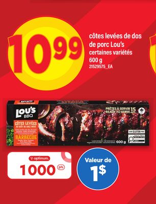 Côtes levées de dos de porc lou's, 600 g