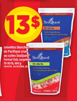Crevettes blanches du pacifique crues ou cuites seaquest®, 70-90/lb, 680 g