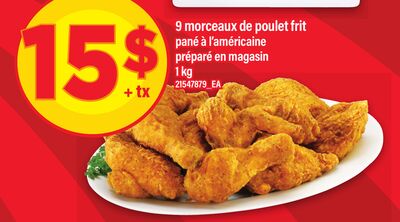 9 morceaux de poulet frit, 1 kg