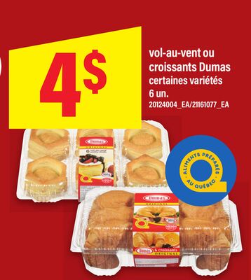 Vol-au-vent ou dumas croissants, 6 un