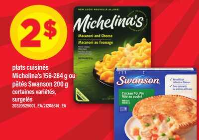 Plats cuisinés michelina's, 156-284 g ou pâtés swanson, 200 g