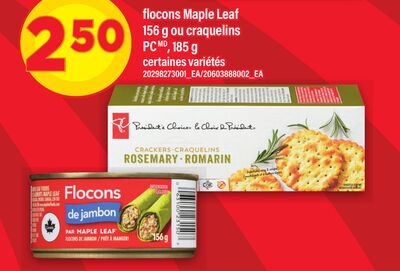 Flocons maple leaf 156 g ou craquelins pc, 185 g