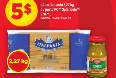 Pâtes italpasta 2,27 kg ou pesto pc splendido, 270 ml