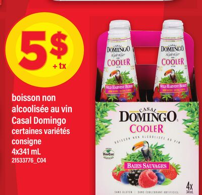 Boisson non alcoolisée au vin casal domingo, 4x341 ml