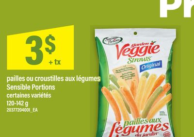 Pailles ou croustilles aux légumes sensible portions, 120-142 g