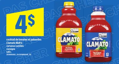 Cocktail de tomates et palourdes clamato mott's, 1,89 l