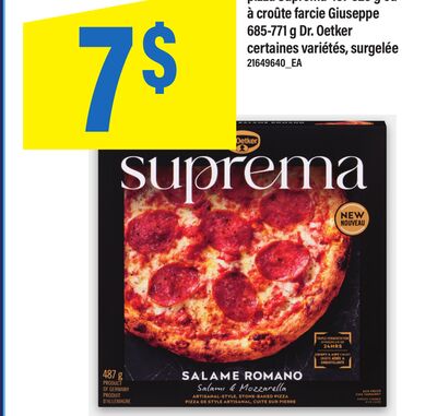 Pizza suprema, 487-525 g ou à croûte farcie giuseppe, 685-771 g dr. oetker