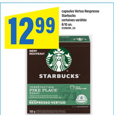 Capsules vertuo nespresso starbucks, 8/10 un.