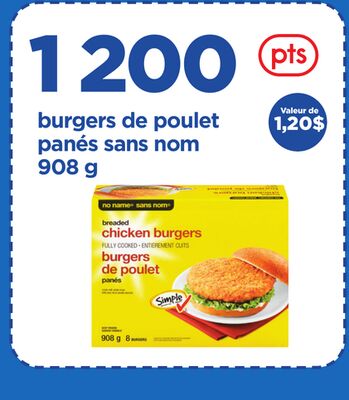 Burgers de poulet panés sans nom, 908 g