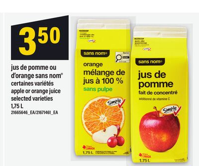 Jus de pomme ou d'orange sans nom®